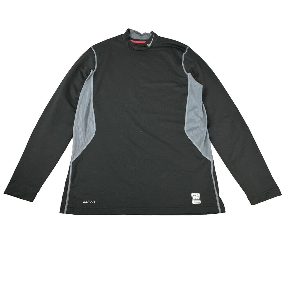 Nike Pro Combat Hyperwarm DriFit Fitted Men's L Black Shirt Long Sleeve